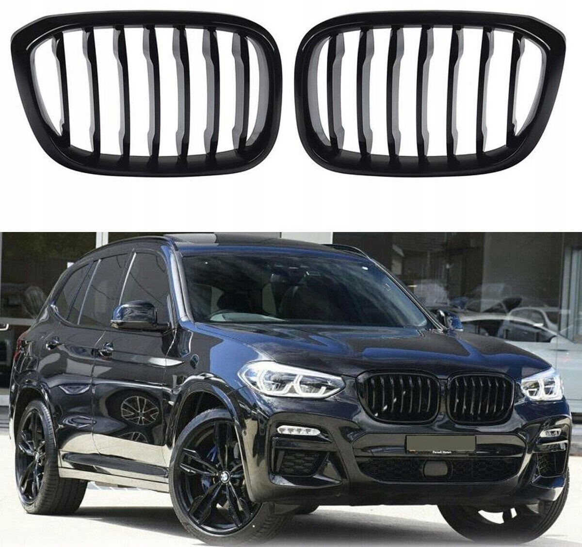 CZARNE POŁYSK NERKI GRILL ATRAPA bmw X3 G01 X4 G02 SHADOWLINE M-PERFORMANCE Numery katalogowe zamienników CZARNE NERKI X3 X4 G01 G02 CZARNY POŁYSK X3 G01 X4 G02