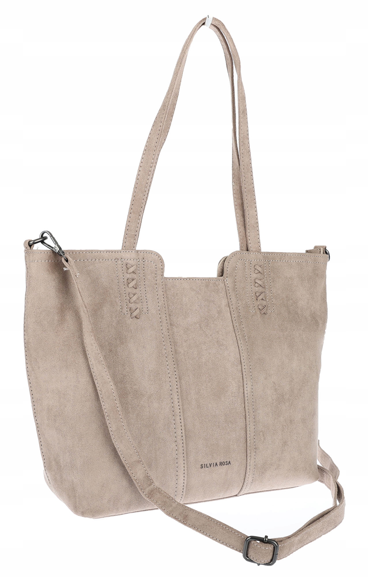 Torebka damska shopper worek zamsz A4 duża lekka torba H087 Szara