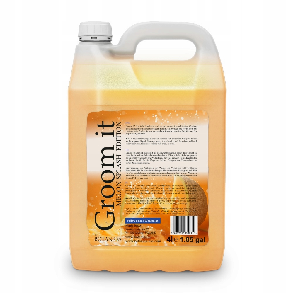 Botaniqa Groom It Melon Splash 4 l szampon do pierwszego mycia