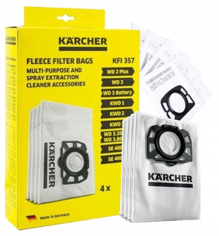 Oryginalne worki do odkurzacza Karcher filtracyjne flizelinowe 4 sztuki