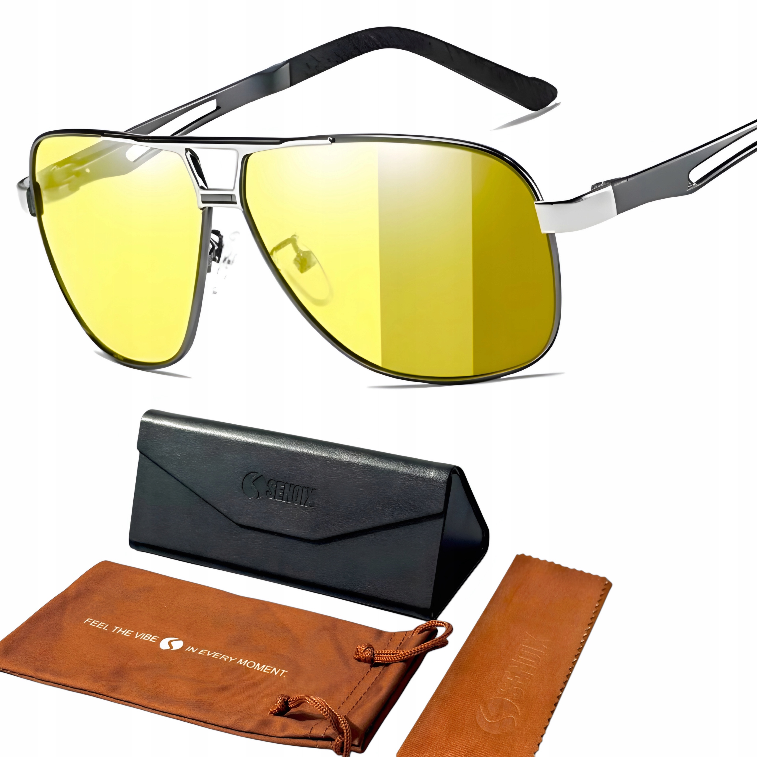 Fotochromové polarizační brýle pilotky Pro Jízdu Noc/den pro řidiče