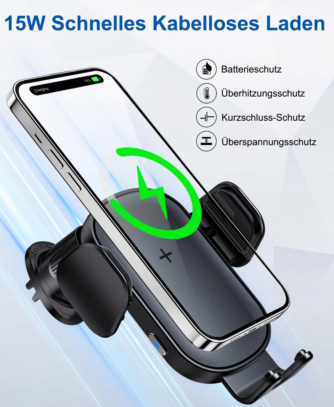 BEEASY Szybka Ładowarka Bezprzewodowa 15W Uchwyt Samochodowy Qi — miniatura 2