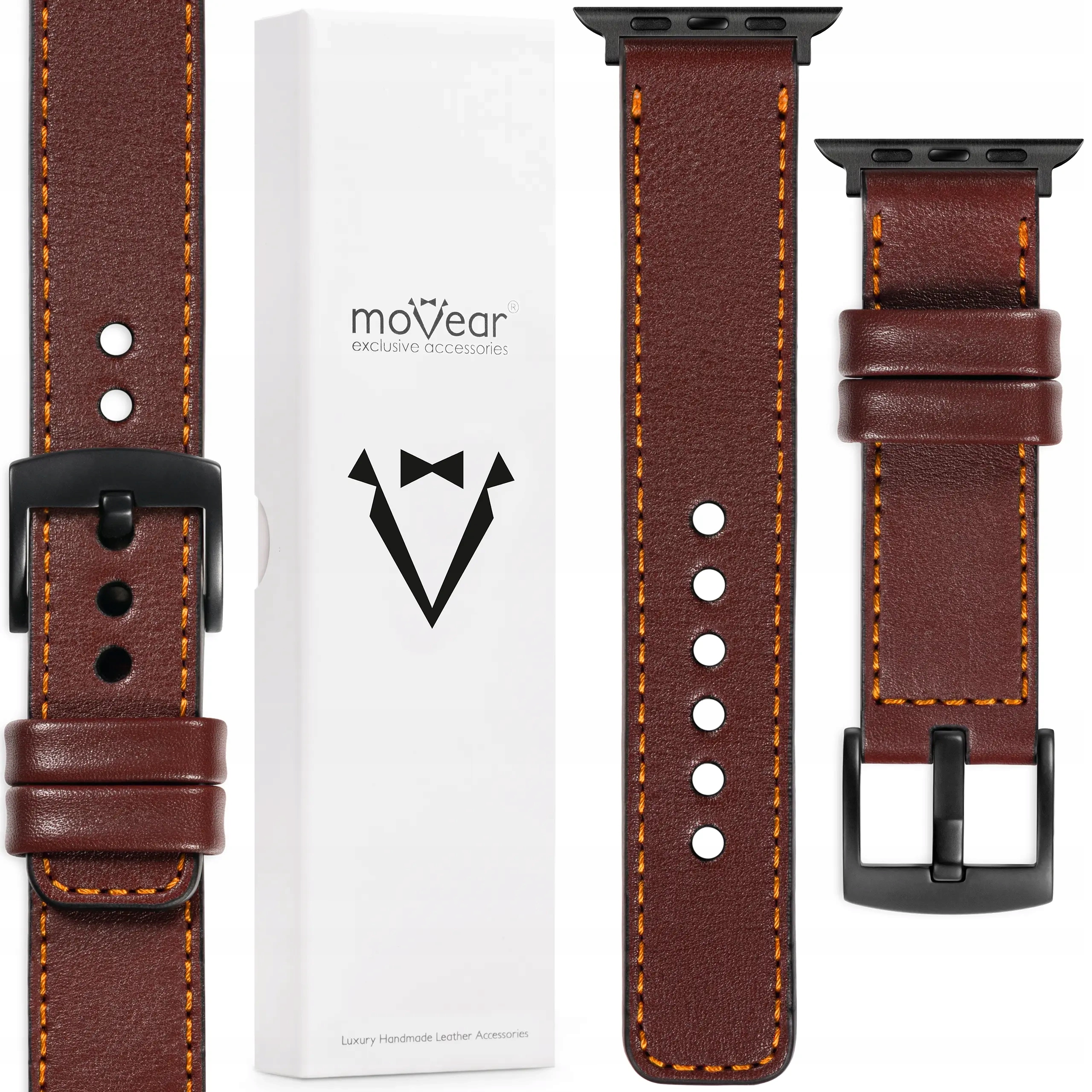 Pásek pro Apple Watch 10 9 8 7 6 5 Se 46-44 mm Ultra kožený 22 mm Movear