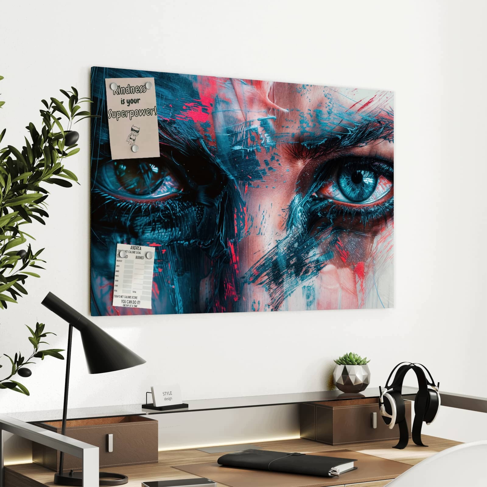 Magnetická tabule Propracované Oči 90 × 60 cm