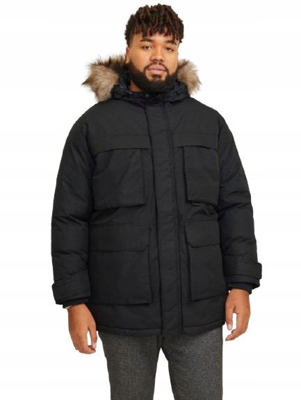 Jack&jones Černá Parka Bunda S Kapucí A Zateplením 5XL 5XL Jxf