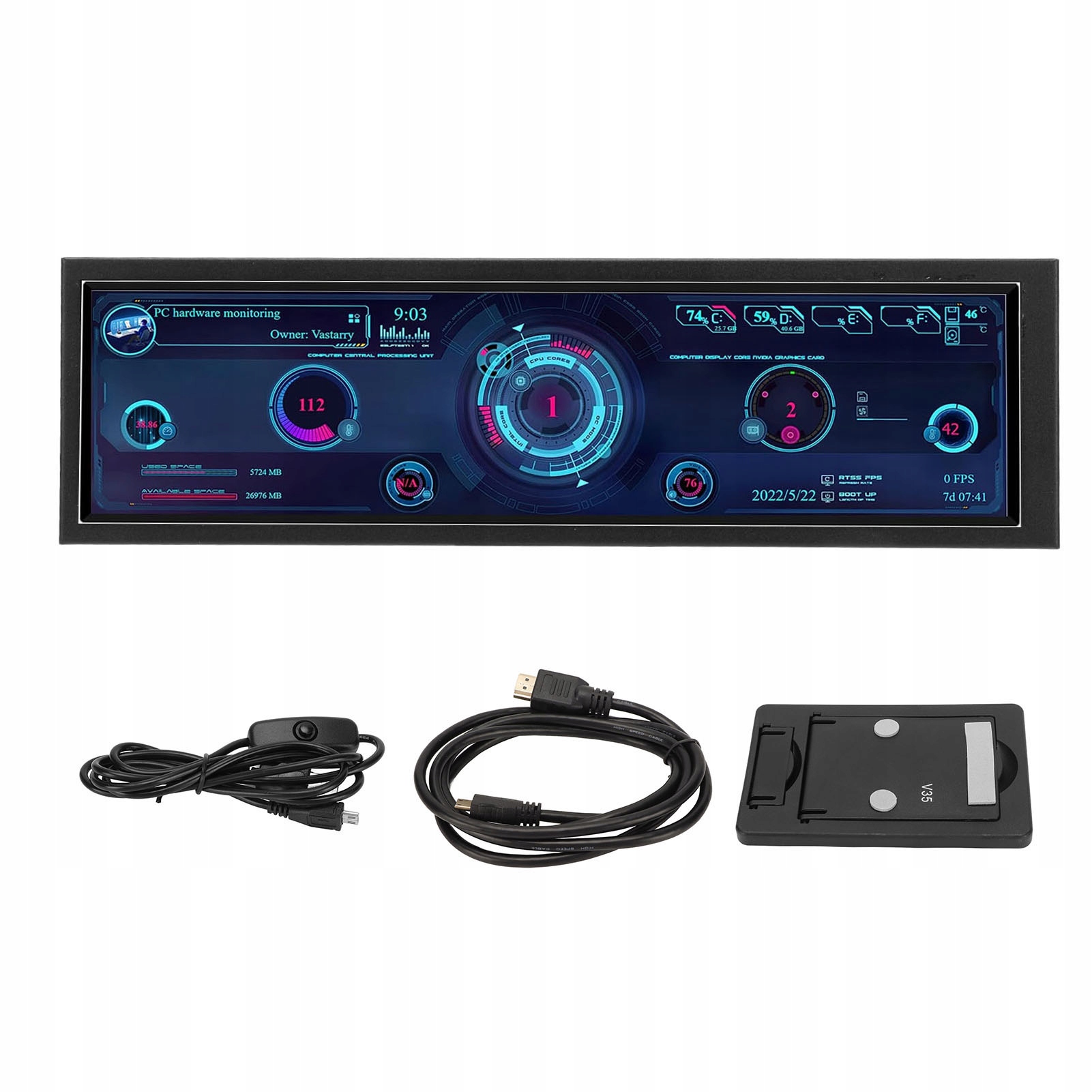 Přídavná Obrazovka Displej 8,8'' Monitor Ips Usb C LCD Cpu Gpu AIDA64