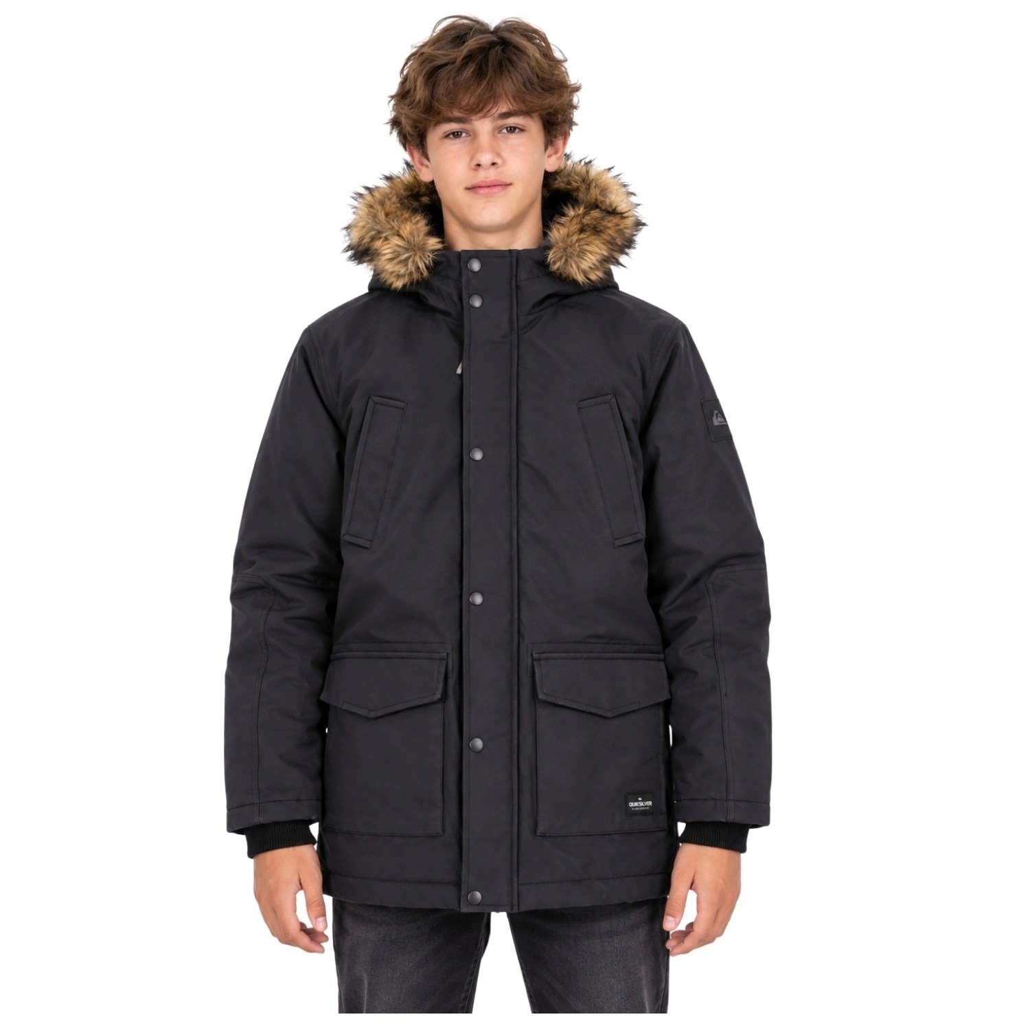 Kurtka Quiksilver dla chłopca zimowa z kapturem antracytowa parka 16 lat