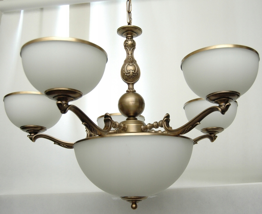 Mosadzný luster, závesná mosadzná lampa