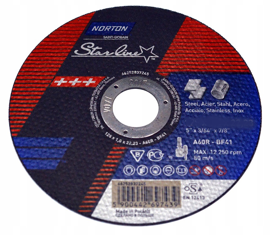 

Tarcza do cięcia metal Norton Star 1.6 x125 /2szt