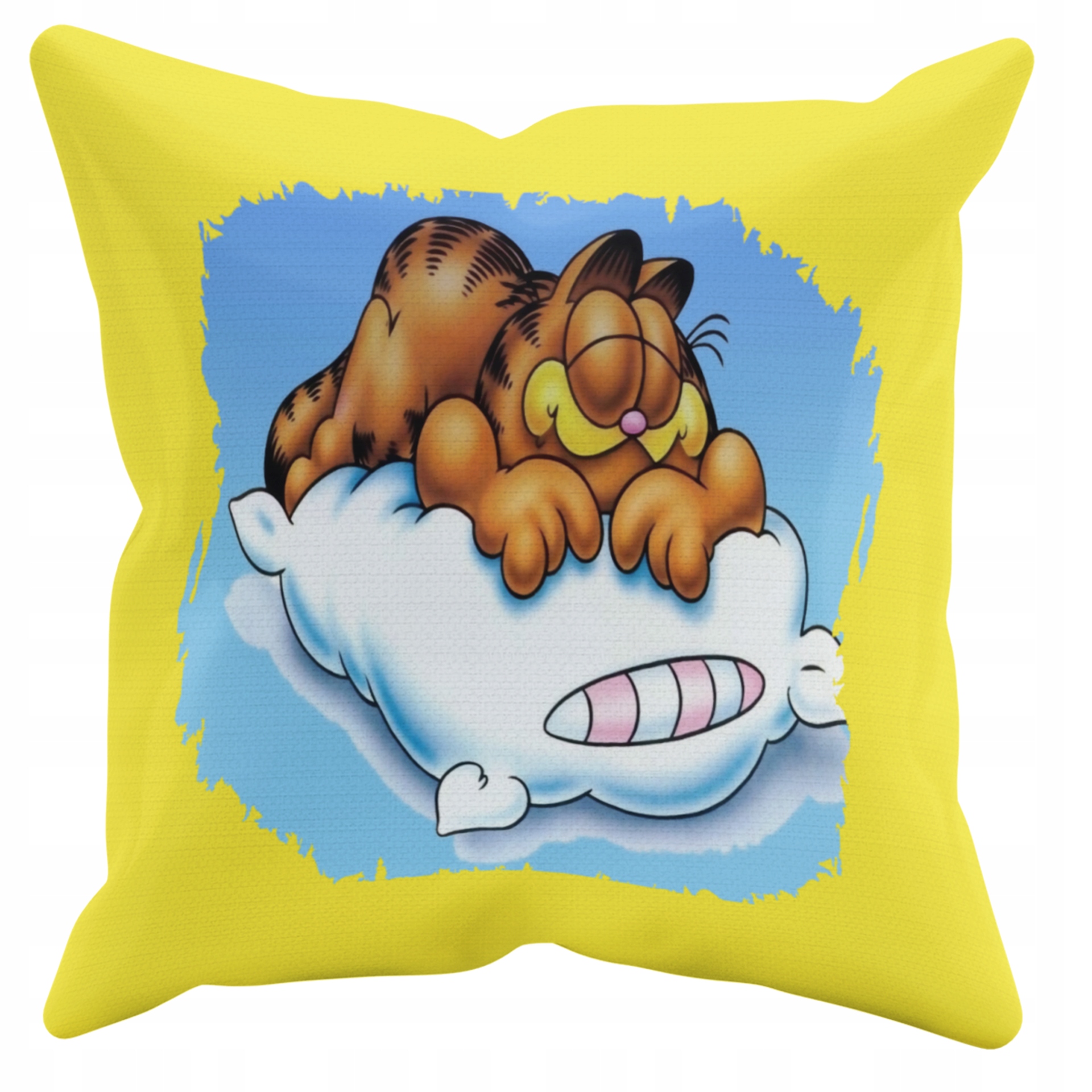 POSZEWKA NA PODUSZKĘ JAŚKA DO PRZEDSZKOLA GARFIELD + IMIĘ GRATIS Kolor dominujący odcienie żółtego i złota