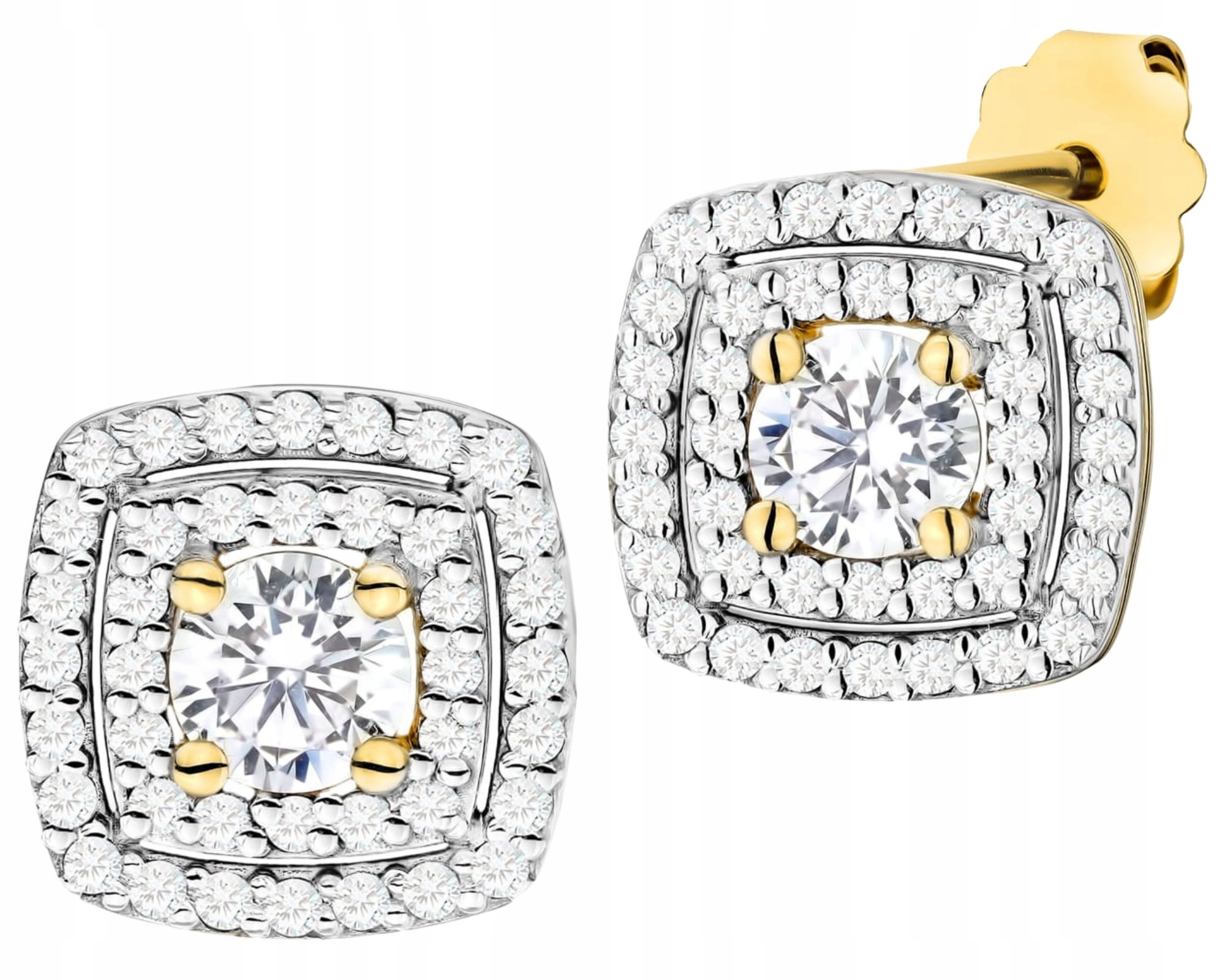 Zlaté Náušnice S Laboratorními Diamanty Na Tyči Ryzosti 585