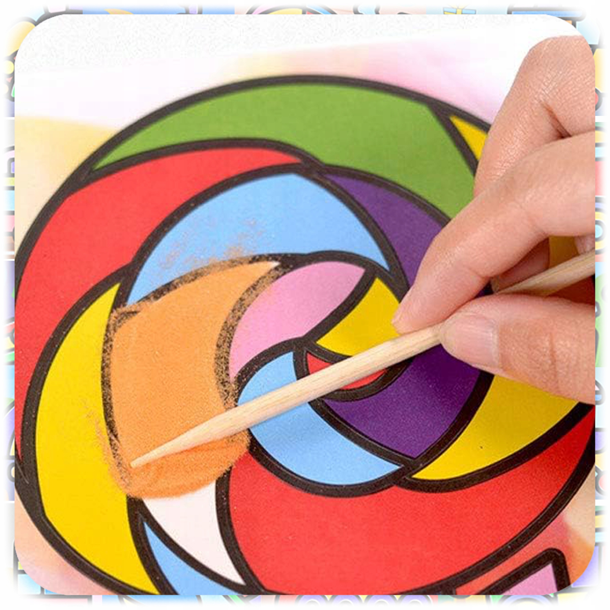 KŪRYBINGAS PILPŲ SMĖLIU RINKINYS VAIKAMS, 30 SPALVŲ, 74 PAVEIKSLĖLIAI. Vaiko amžius nuo 6 metų.