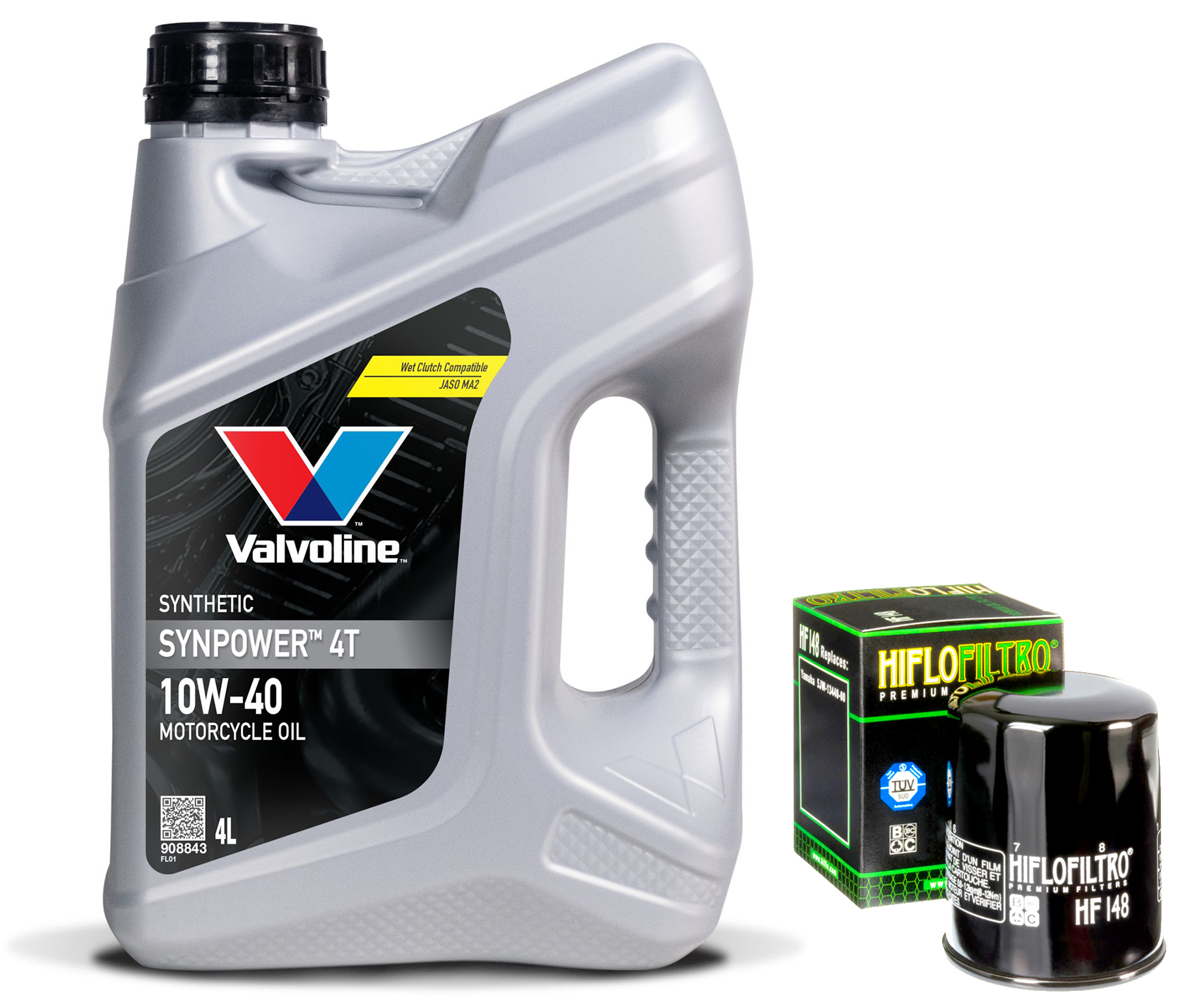 Olej Valvoline Synpower 4T 10W40 4L Motocyklowy Filtr HifloFiltro HF148