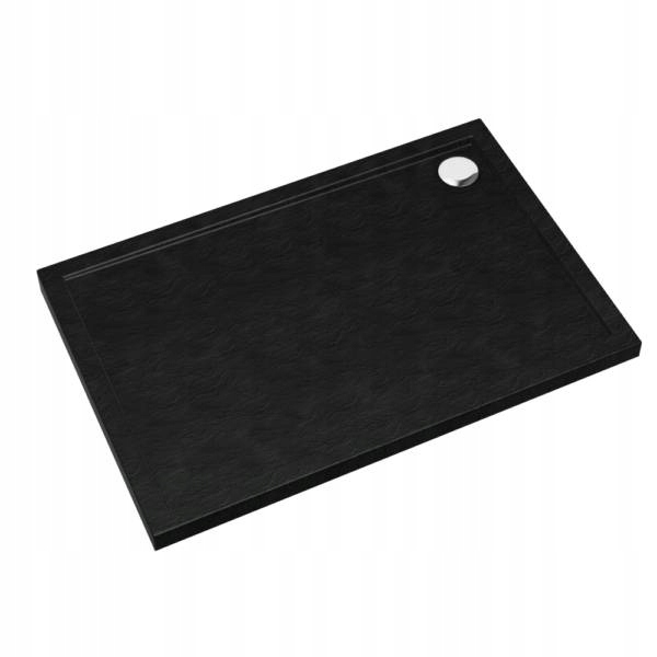Brodzik Sharper Black Stone 120x80 Schedpol Schedline efekt kamienia czarny