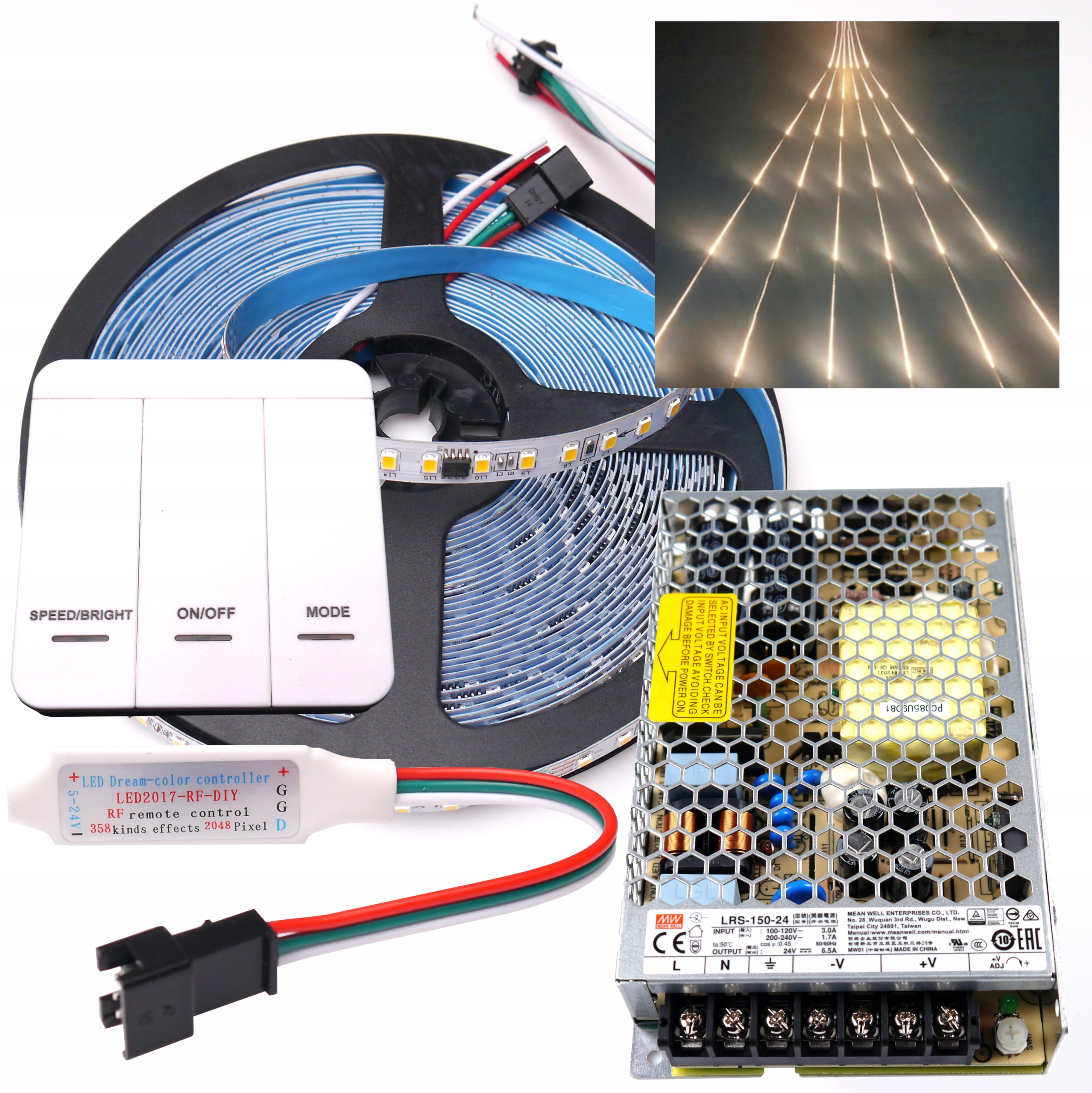 PŁYNĄCE ledy WS2811 cyfrowe BIAŁE CIEPŁE 3000K