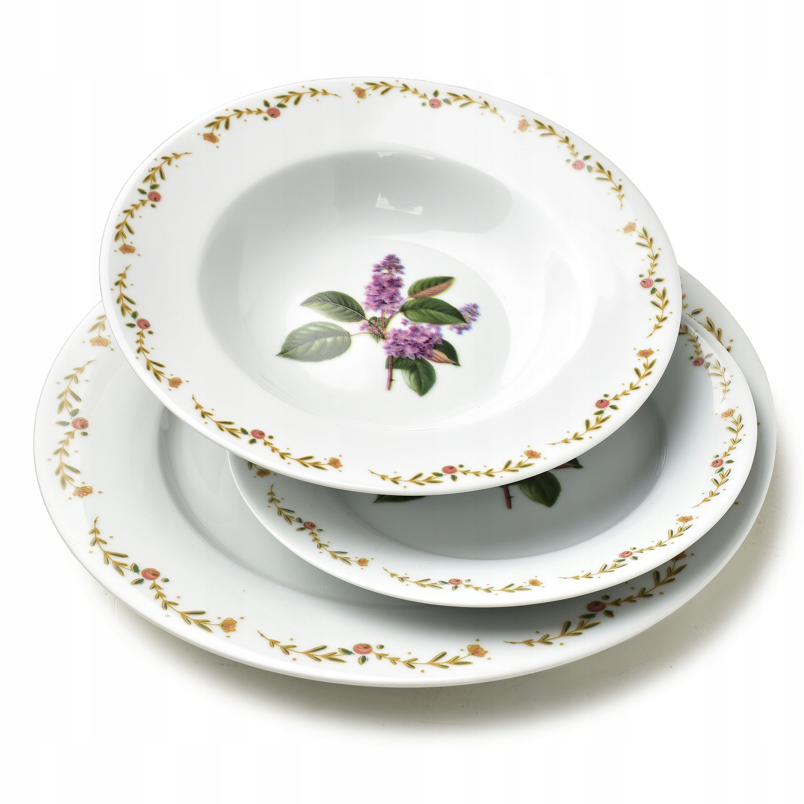 Jídelní souprava porcelánová Lea Lilac 27x21,8x19,2 cm s potiskem 18 dílů