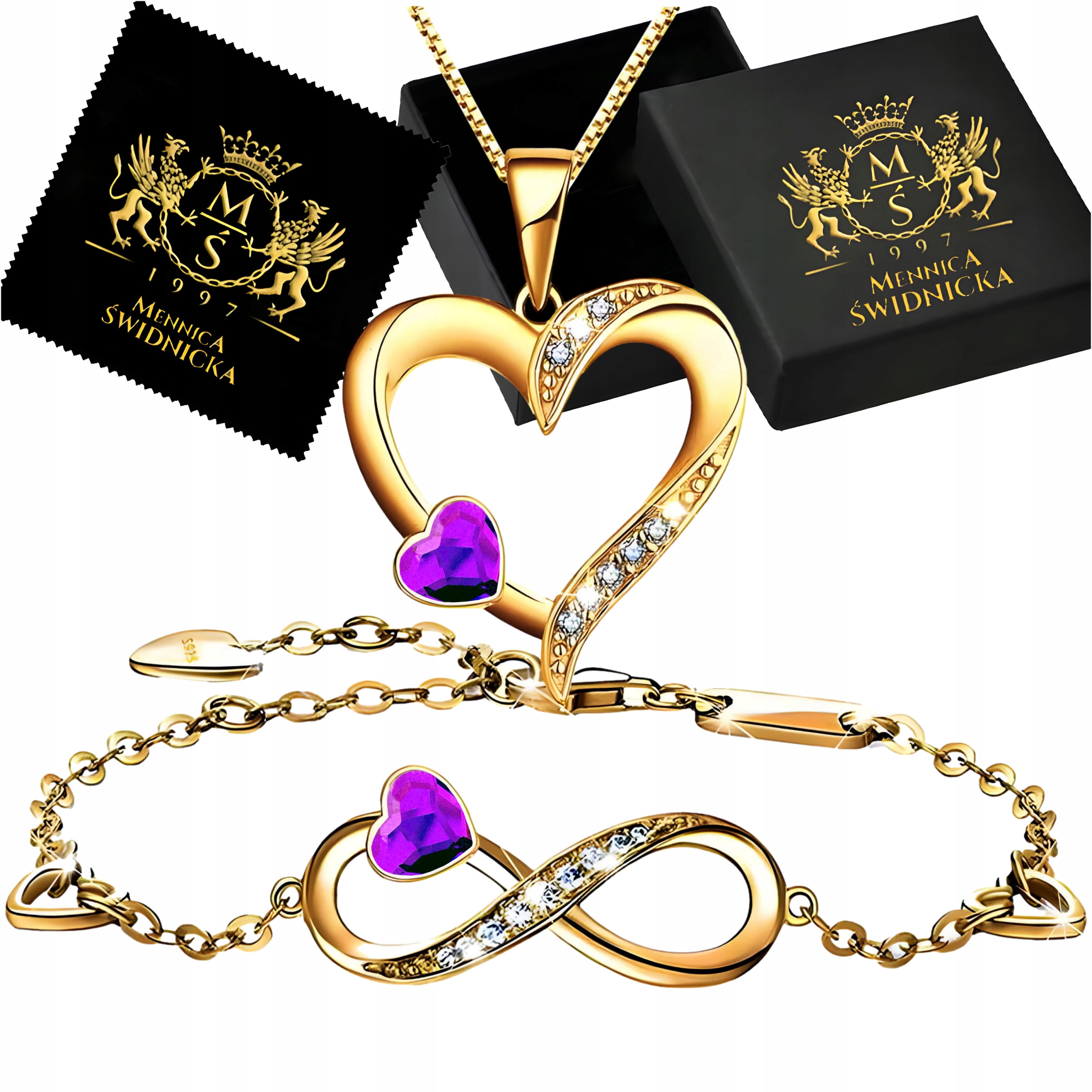 Sada Zlatý dámský náhrdelník Náramek Stříbro 925 Pozlacený Dárek