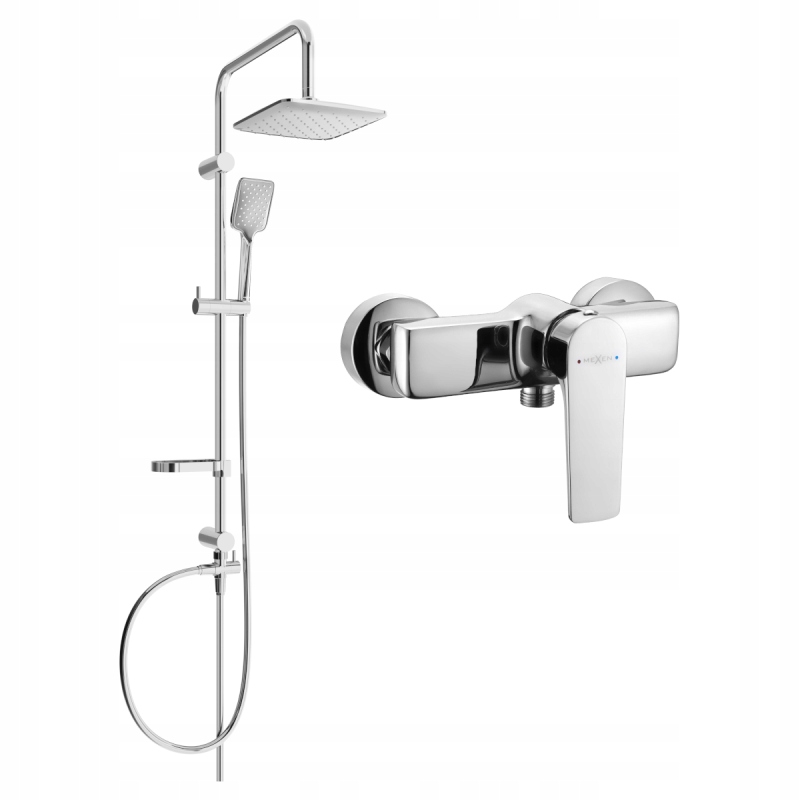 Mexen Sven stenová sprchová súprava s dažďovými tryskami a batériou Lynx