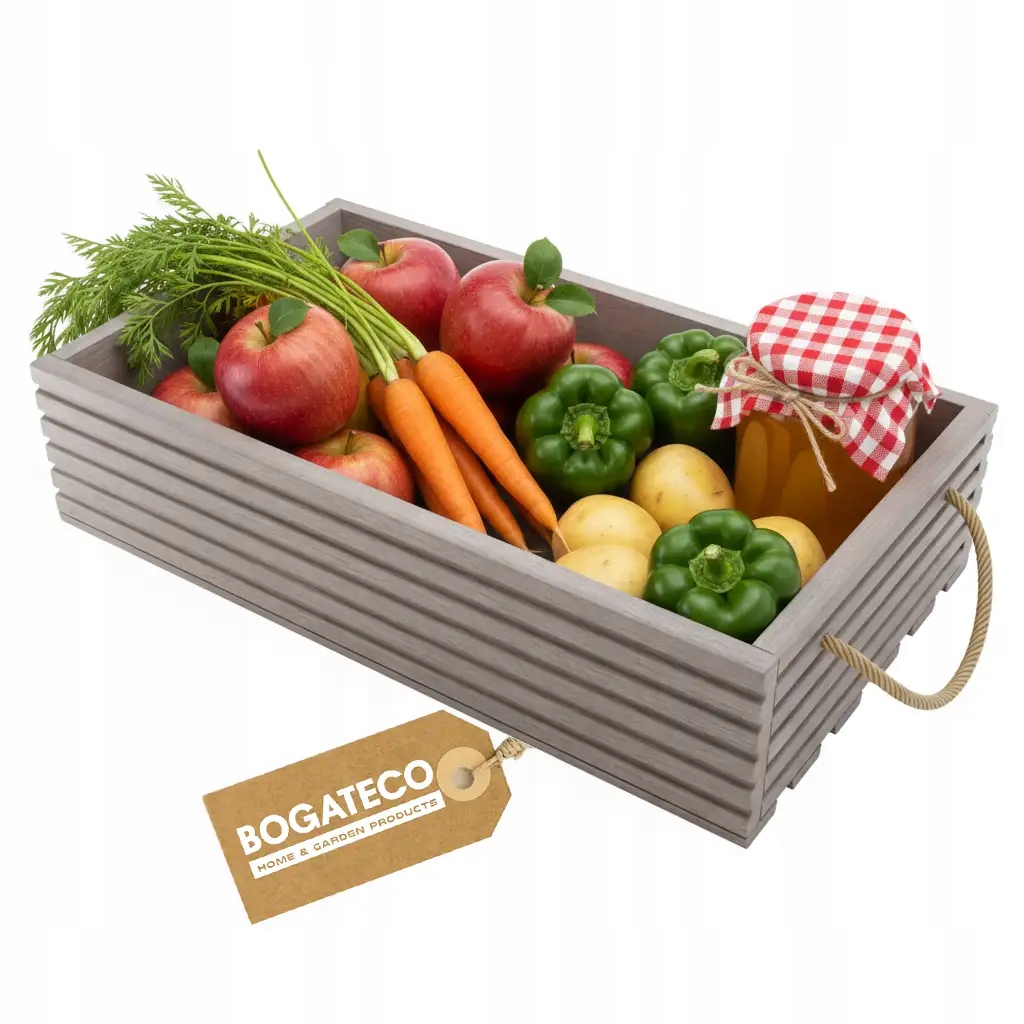 Dřevěná Krabička S Úchytem Pro Skladování 60x35x14,5 cm Šedá