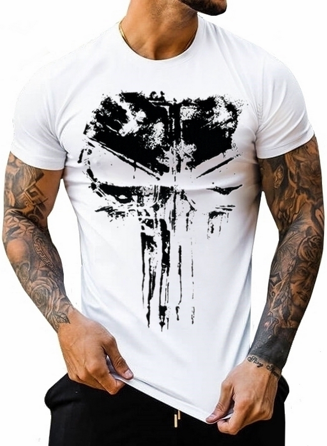 T-SHIRT MĘSKI KOSZULKA GŁADKA PUNISHER LYCRA JAKOŚĆ KOLORY