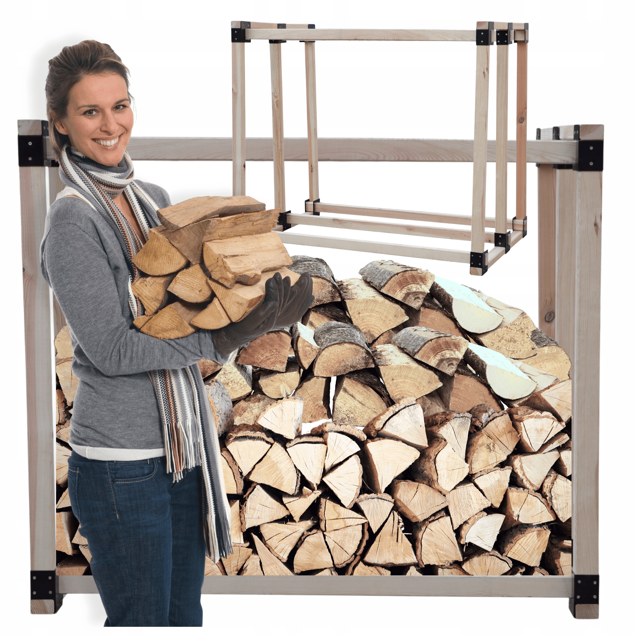 Stojan na krbové drevo a vonkajší prístrešok na drevo 1,1 m3 Borovica