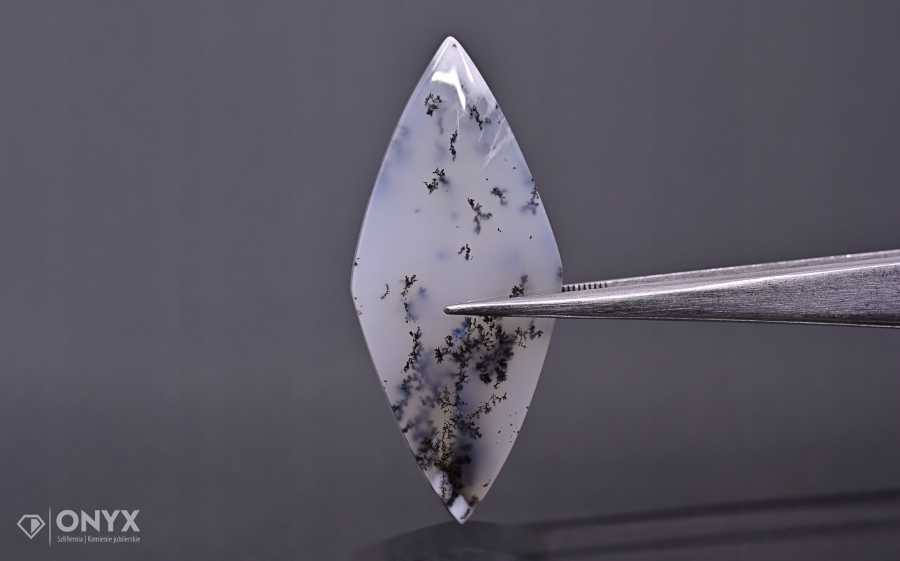 Dendritový achát z Turecka kabošon kosočtverec 44,5x19,5 m