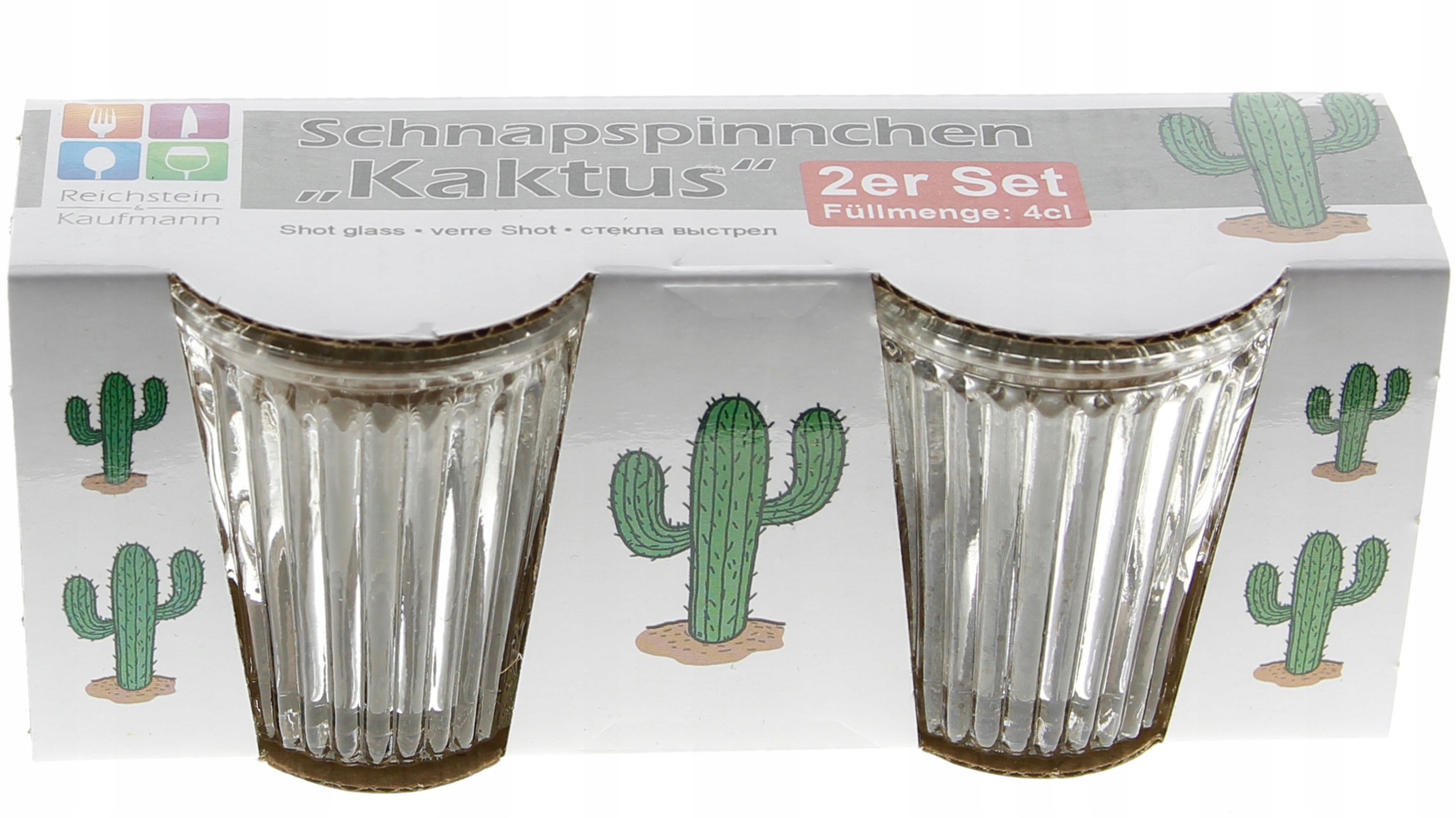 KIELISZKI DO WÓDKI 50 ML ZESTAW 2 sztuk KAKTUS Kolor przezroczysty