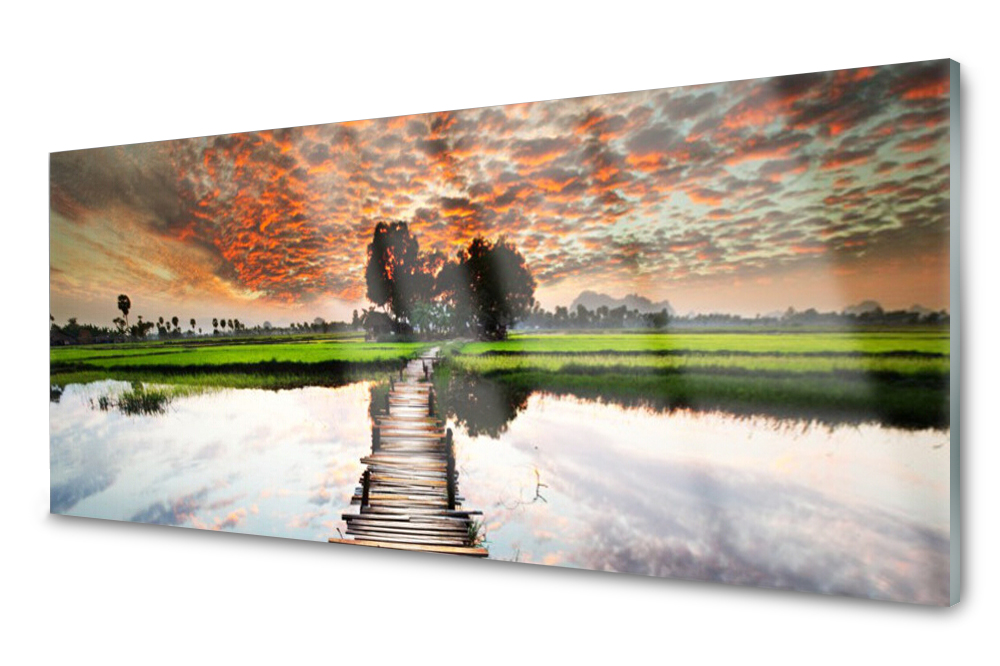 

Panel szklany do kuchni Most Jezioro 125x50