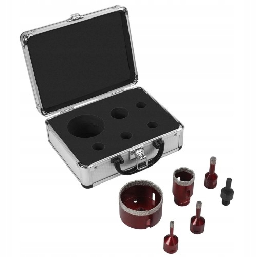 Zestaw otwornic diamentowych 6, 8, 10, 34, 68, adapter do uchwytu wiertarki