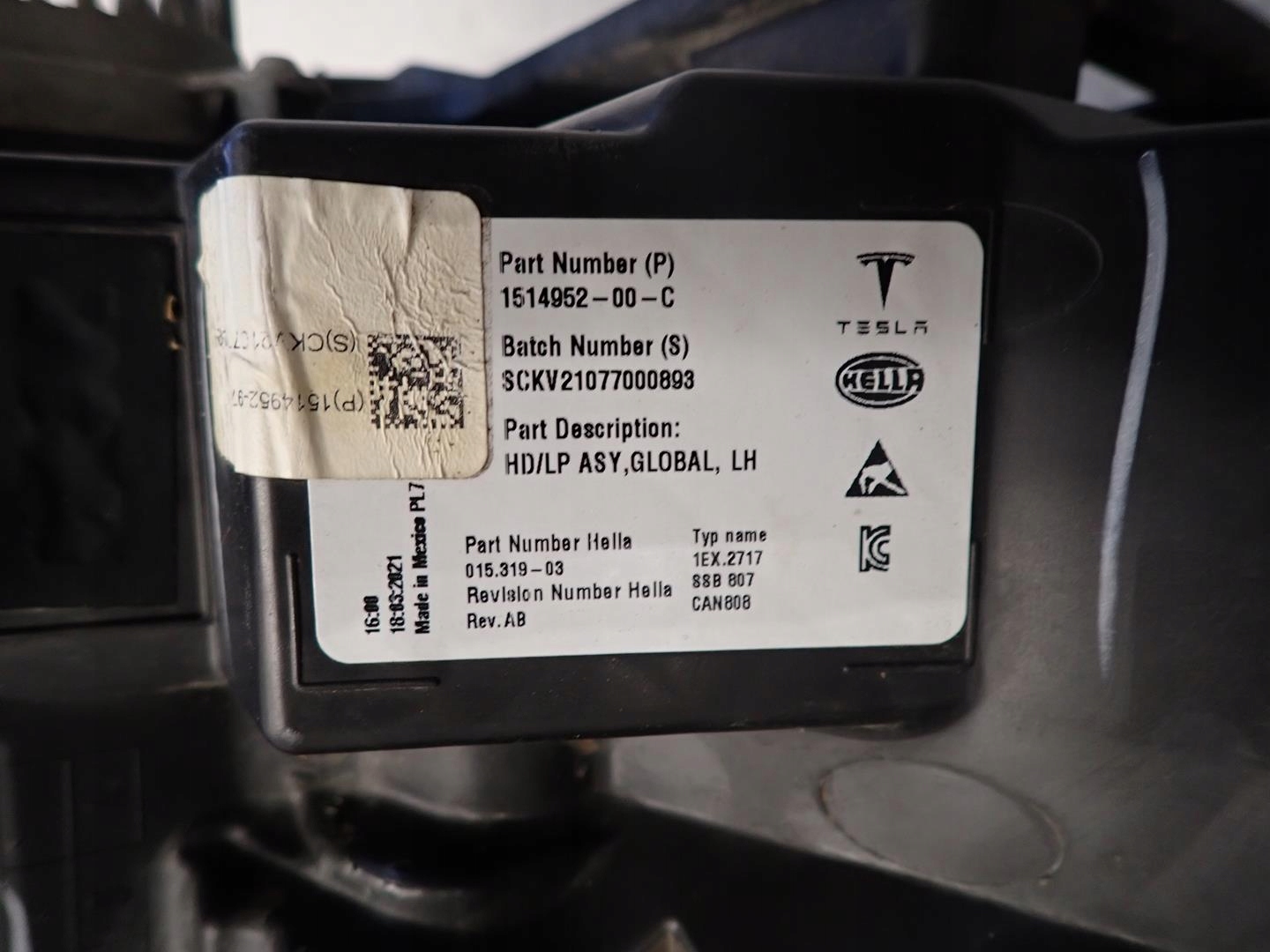light front front left TESLA 3 2017- FULL LED 1514952-00-C