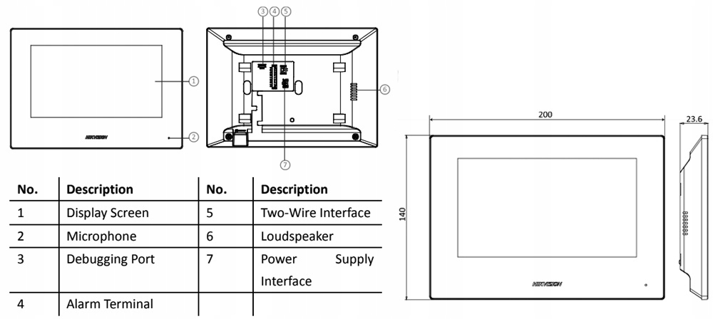 DS-KIS703-P-W Wideodomofon WiFi IP Hikvision 2żyły Kolor czarny