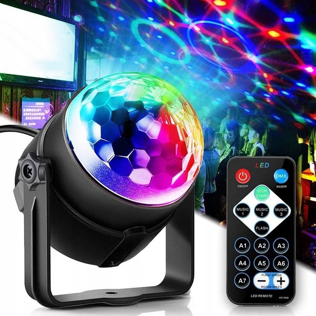 PROJEKTOR LAMPKA DYSKOTEKOWA KULA DISCO RGB Model RON 655