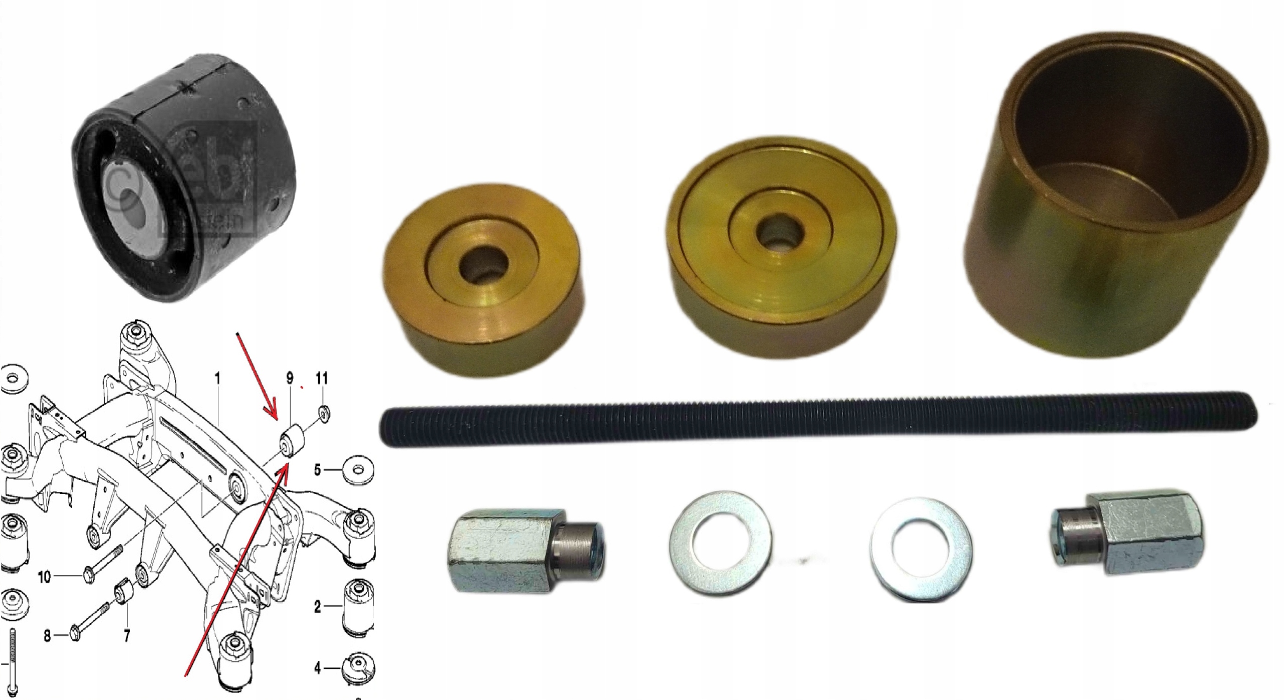 Stahovák Přístroje Pouzdra Polštáře Diferenciálu Zadního Nosníku Mostu Bmw X5 E53