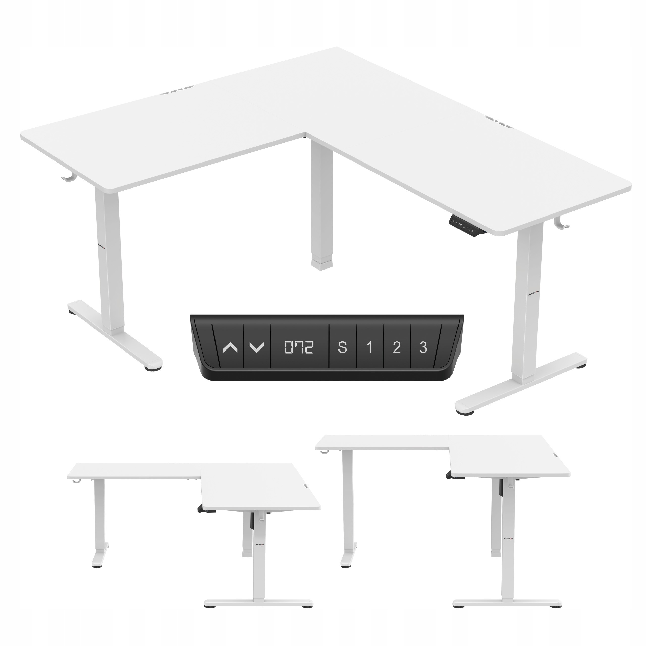 Rohový herní stůl Huzaro nastavitelný elektrický počítačový 160x140