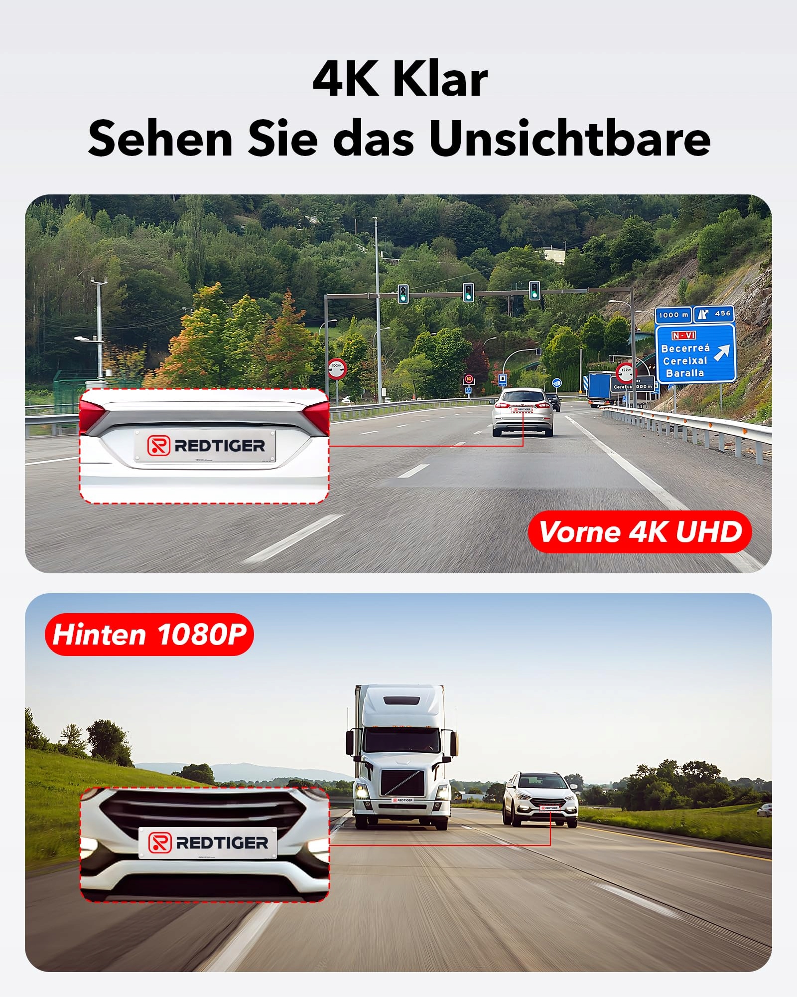 REDTIGER Kamera Samochodowa 4K GPS WiFi Ekran IPS 32GB Karta Nocny Tryb — miniatura 3