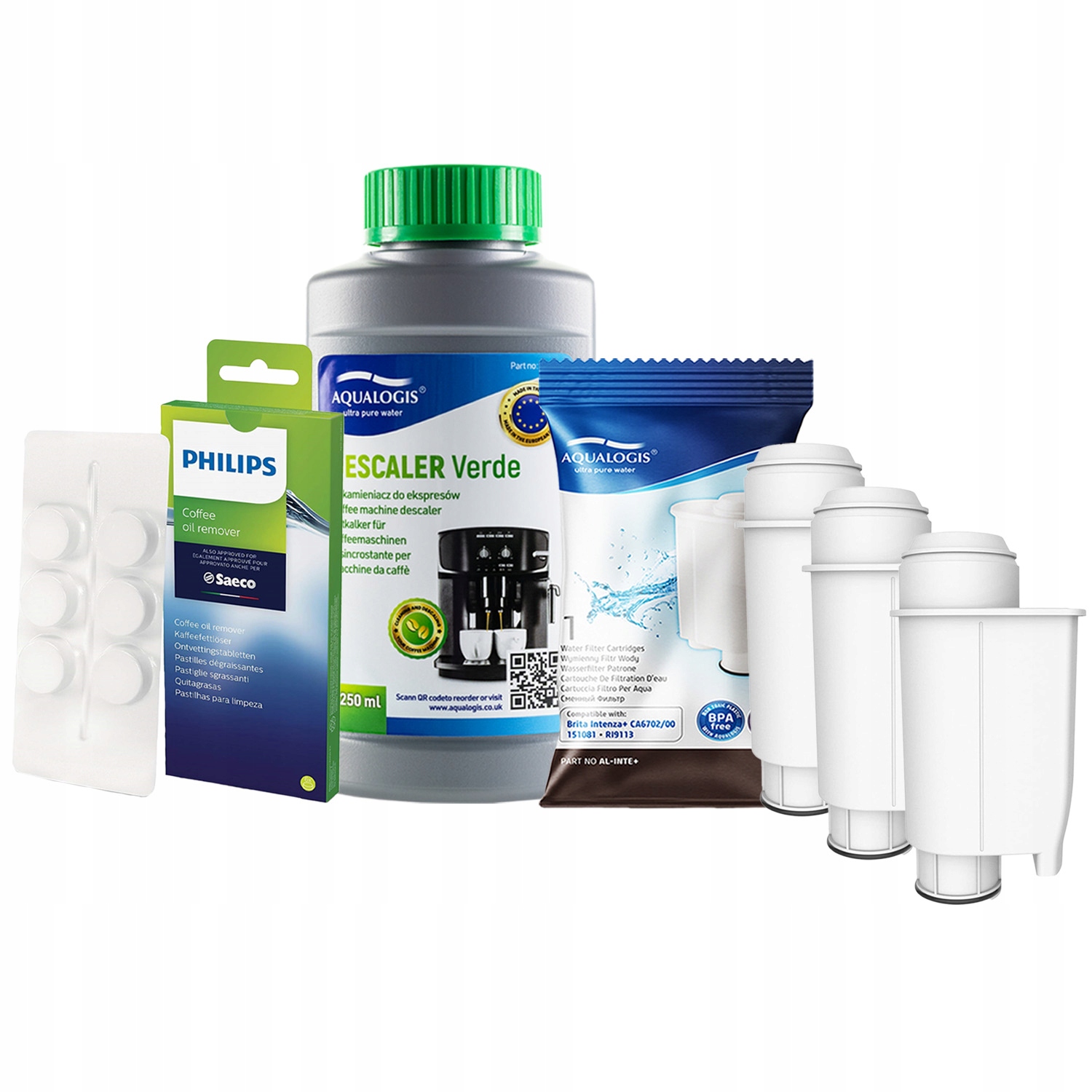 Odvápňovač 250 ml tablety 3 x filtr pro kávovar Saeco AL-Inte+