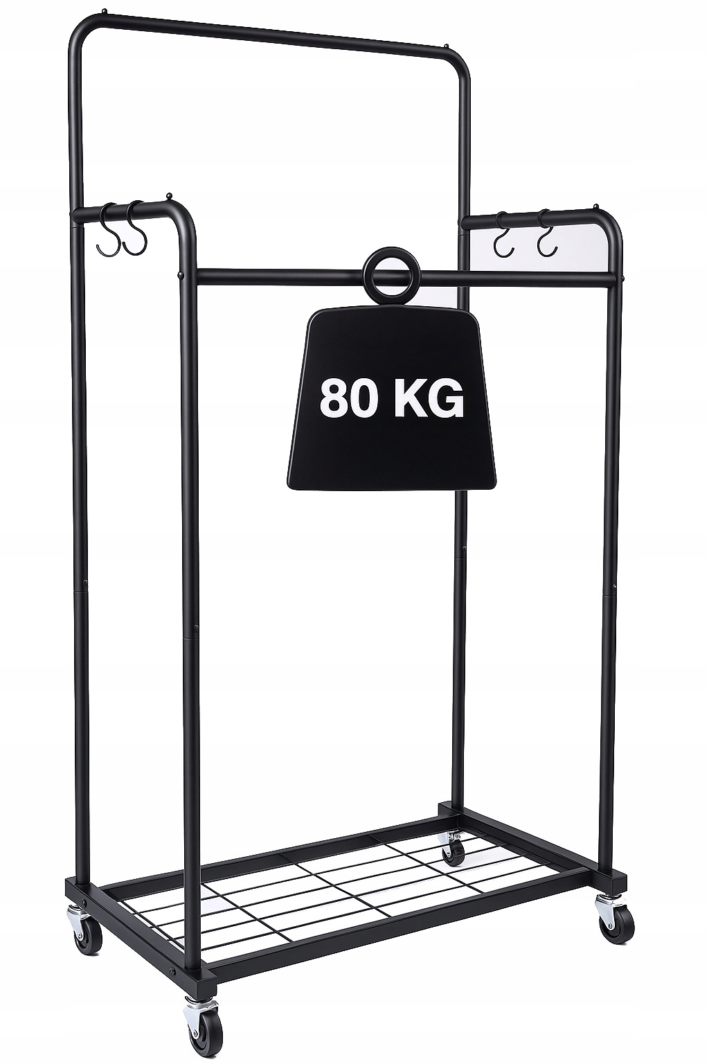 Stojanový Věšák Na Oblečení S Policí Na Kolečkách, Stabilní, Kovový Loft