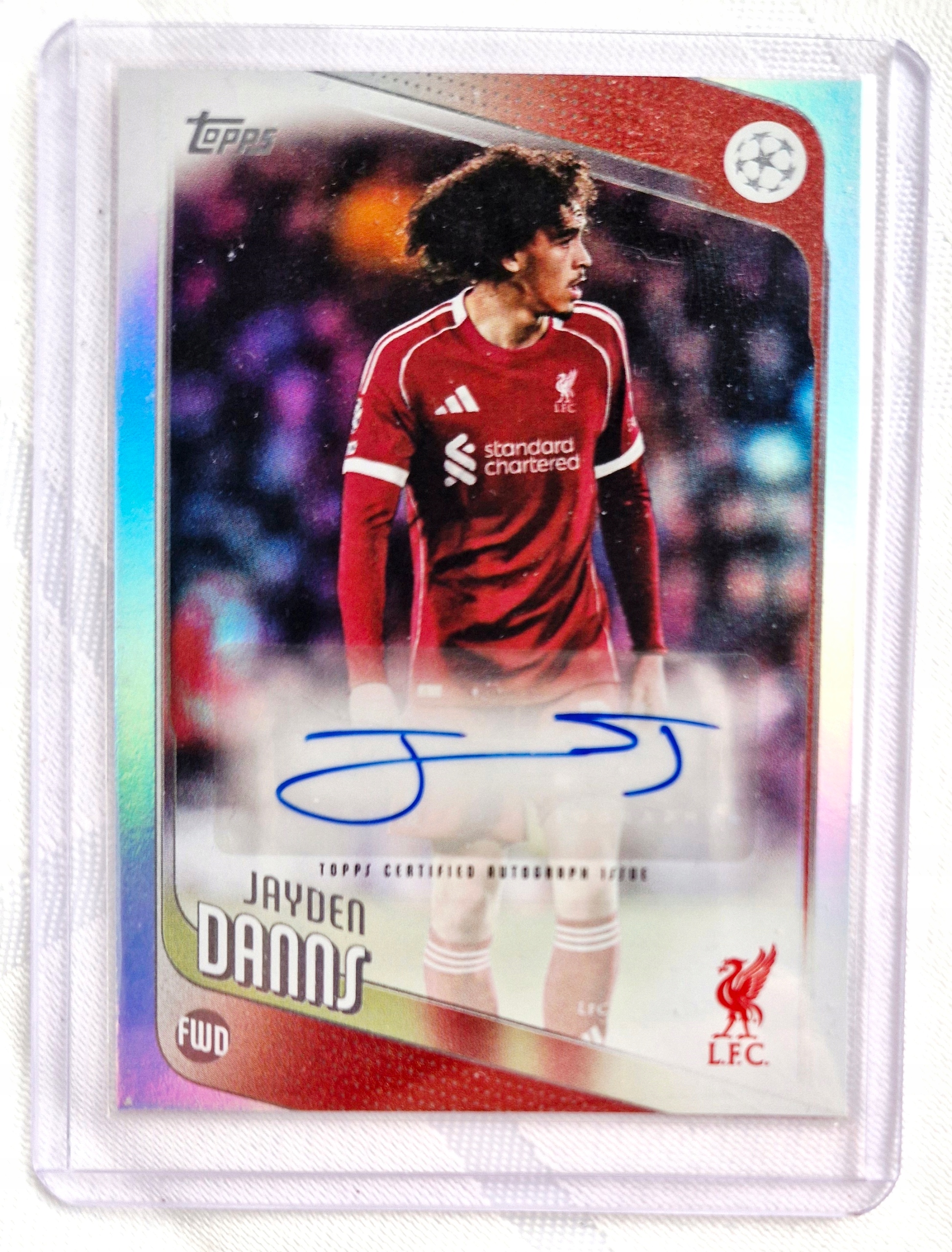 Jayden Danns Rc 2025/26 Topps Uefa Club Competitions Liverpool Autograf