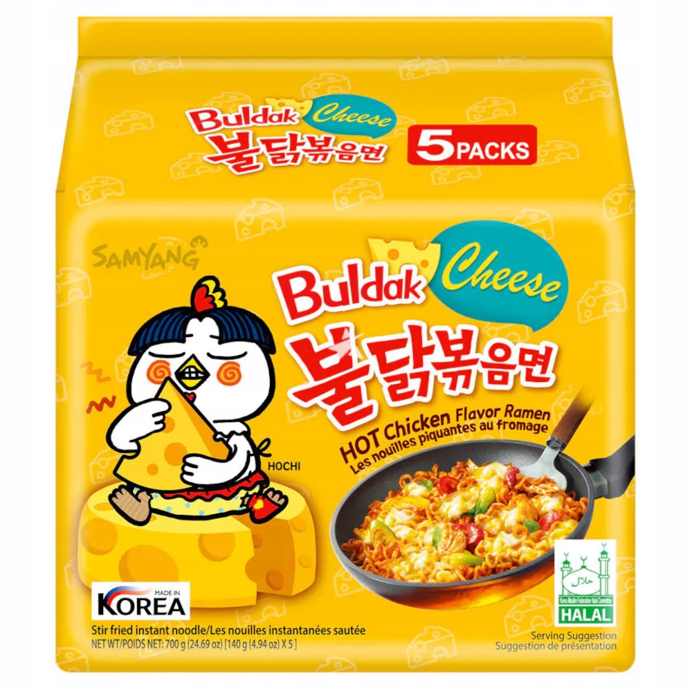 Levně 2x Ramyun s příchutí ostrého kuřecího masa a sýrem, ohnivě ostrý 5x140 g Samyang