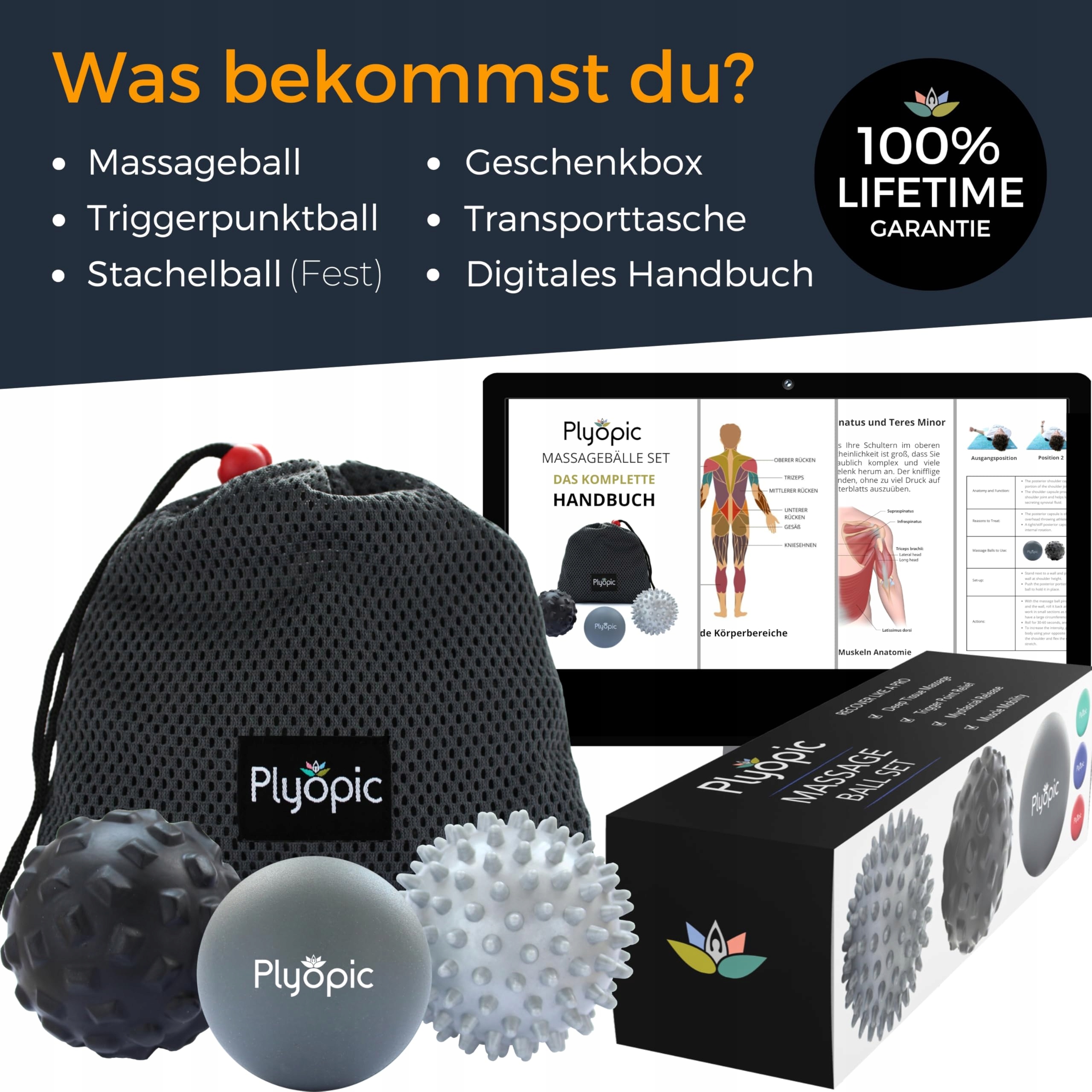 PLYOPIC Zestaw Piłek Do Masażu Fascia Triggerpunkt Igel Do Samo i Stóp — miniatura 2
