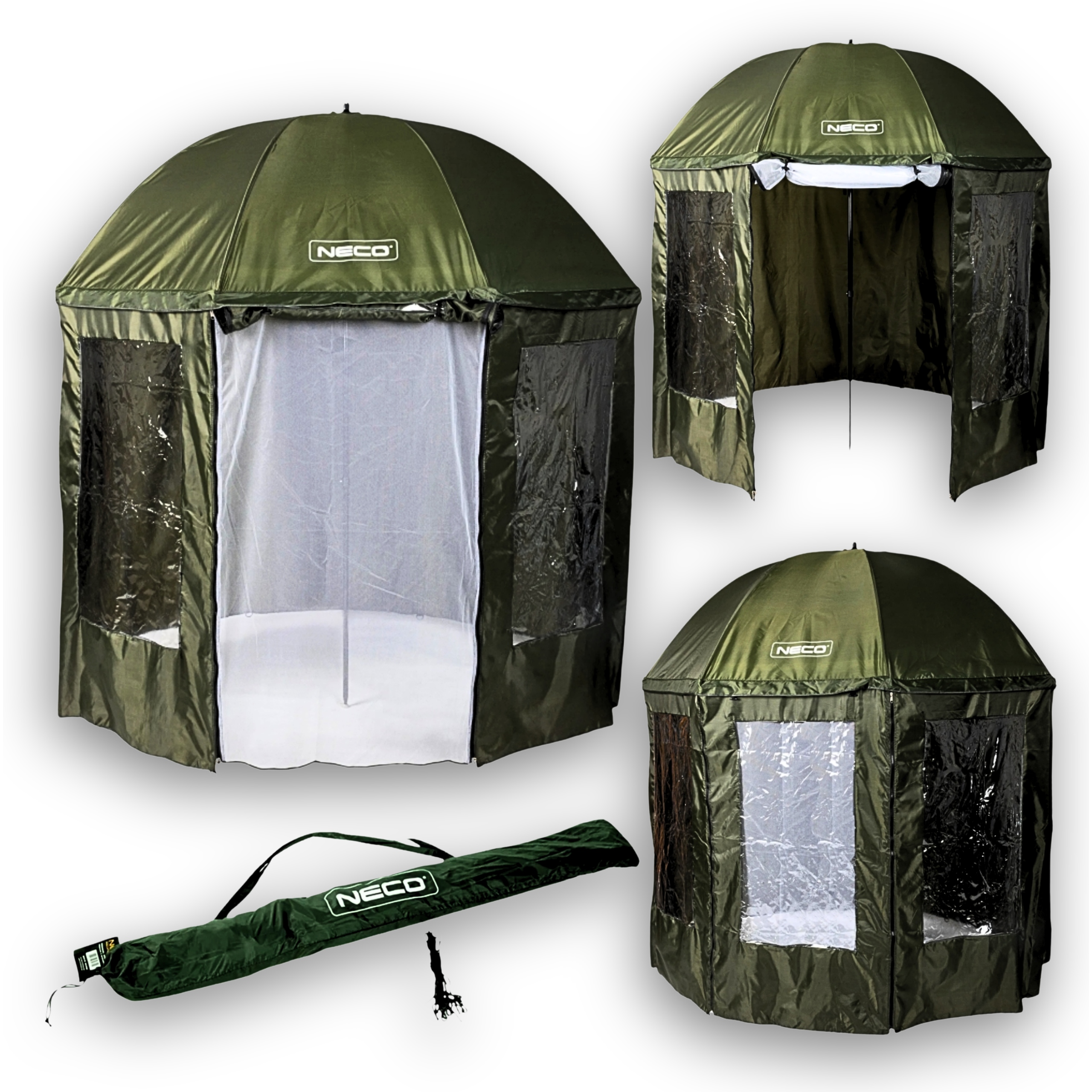 Parasol Namiot Wędkarski z Osłoną Neco 250cm Zamykany Duży z Moskitierą