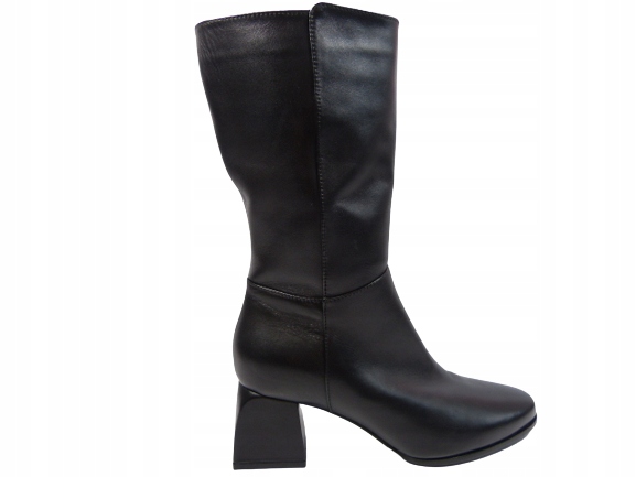 Kotníkové Boty kozačky do poloviny lýtka zateplené dámské kožené sloupky Sala 37