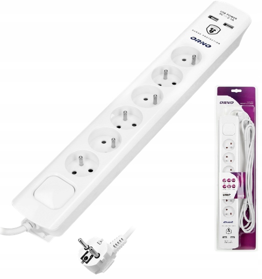 

Przedłużacz 6 Gniazd Listwa Wyłącznik 3M 2xUSB