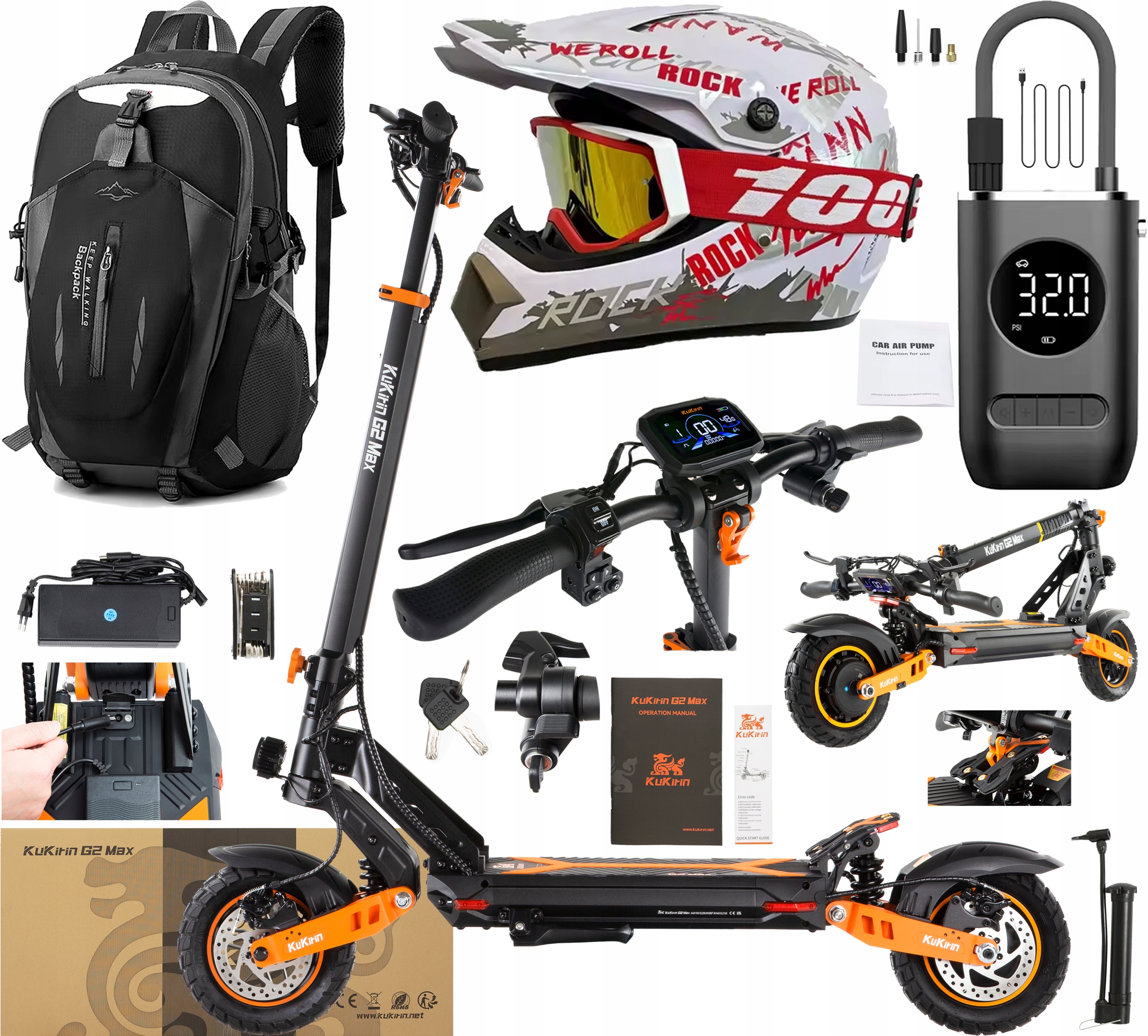 KuKuKirin G2 Max Elektrická vozidla 1000W 48V 20.8AH 55KM/H 70KM Dárek