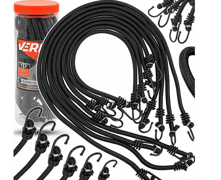Linki Gumy Gumki Pasy Do Mocowania Bagażu Ładunku Rowerów Zestaw Haczyki