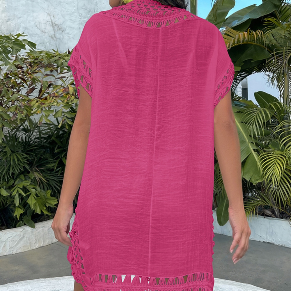 DAMSKA TUNIKA PLAŻOWA MODNA NARZUTKA LEKKIE LETNIE PAREO BOHO RÓŻ Płeć kobieta