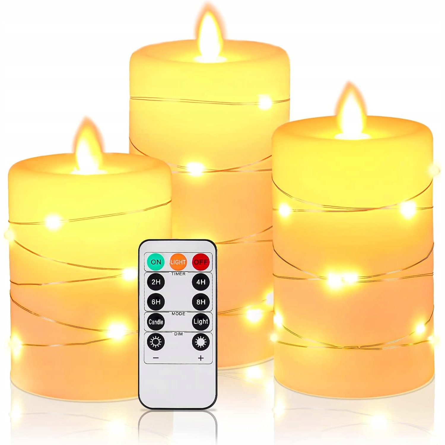 3KS Led Ozdobná Svíčka Na Baterie S Brokátovou Svíčkou Do Hřbitovních Svíček 8 CM