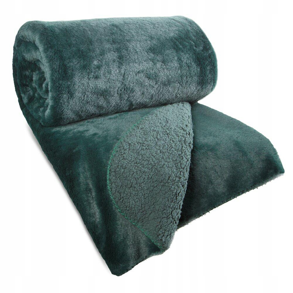 Kožešinový přehoz Nina 170 x 210 cm zelený, Hrubý, Oboustranný, Měkký, Beránek