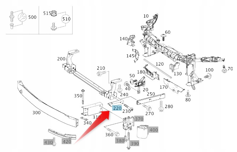 Nosník pro zónu držáku Mercedes B W246 A2466260088