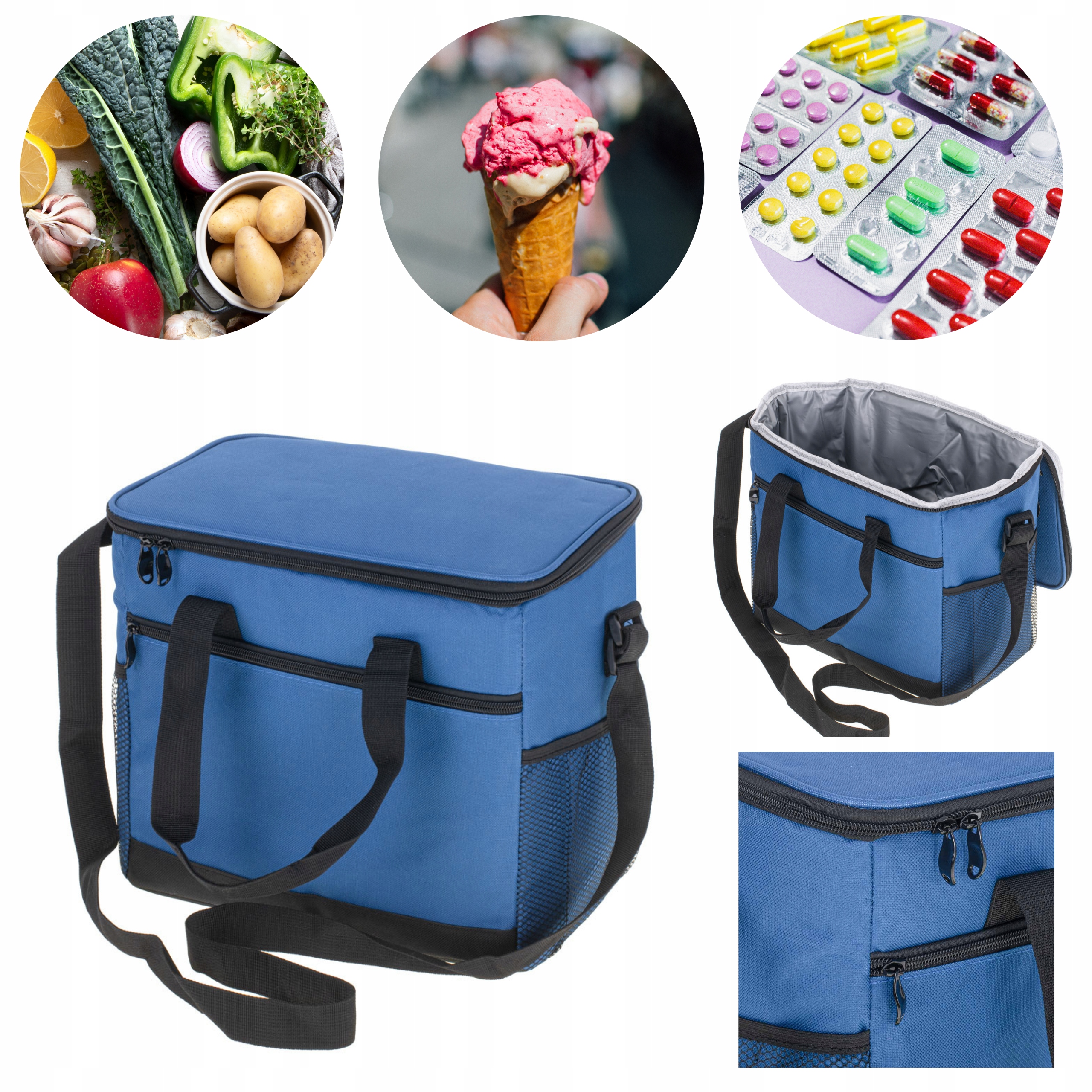 TORBA TERMICZNA PLAŻOWA PIKNIKOWA NA JEDZENIE DUŻA